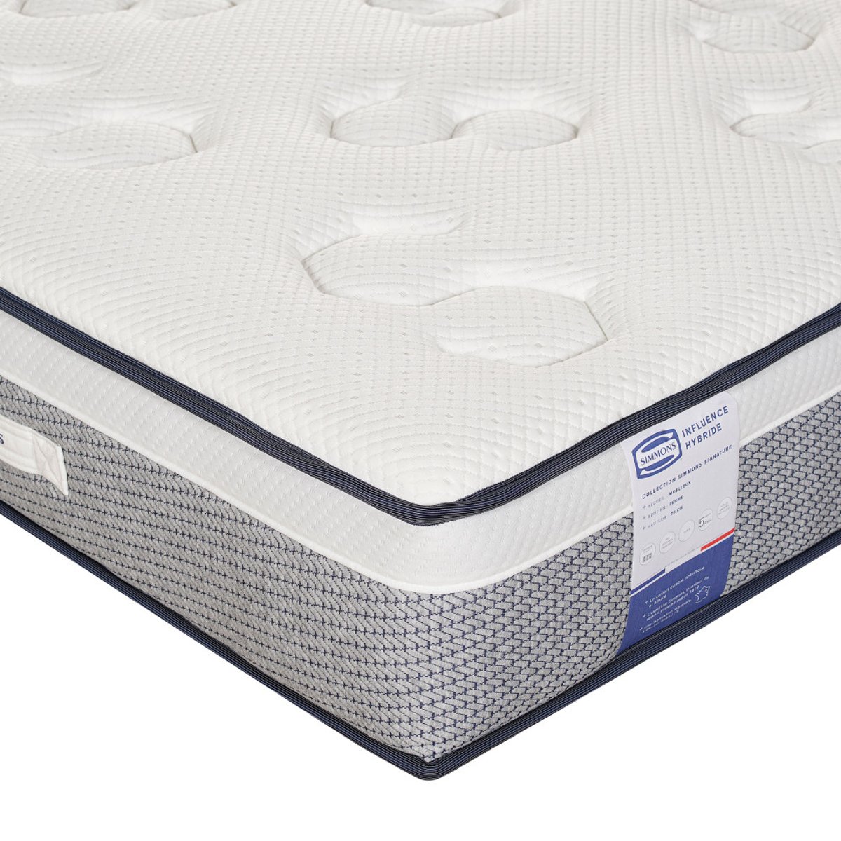 Matelas 100% ressorts et latex, accueil enveloppant- INFLUENCE-HYBRIDE couleur unique, SIMMONS