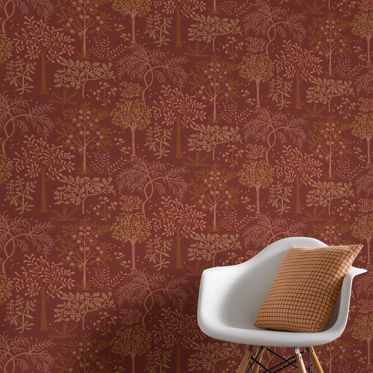Papier peint Bosquets des forêts rouge, SUBLIME