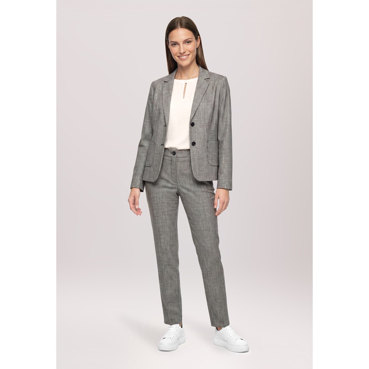 Pantalon business à plis repassés grey melange, BETTY BARCLAY