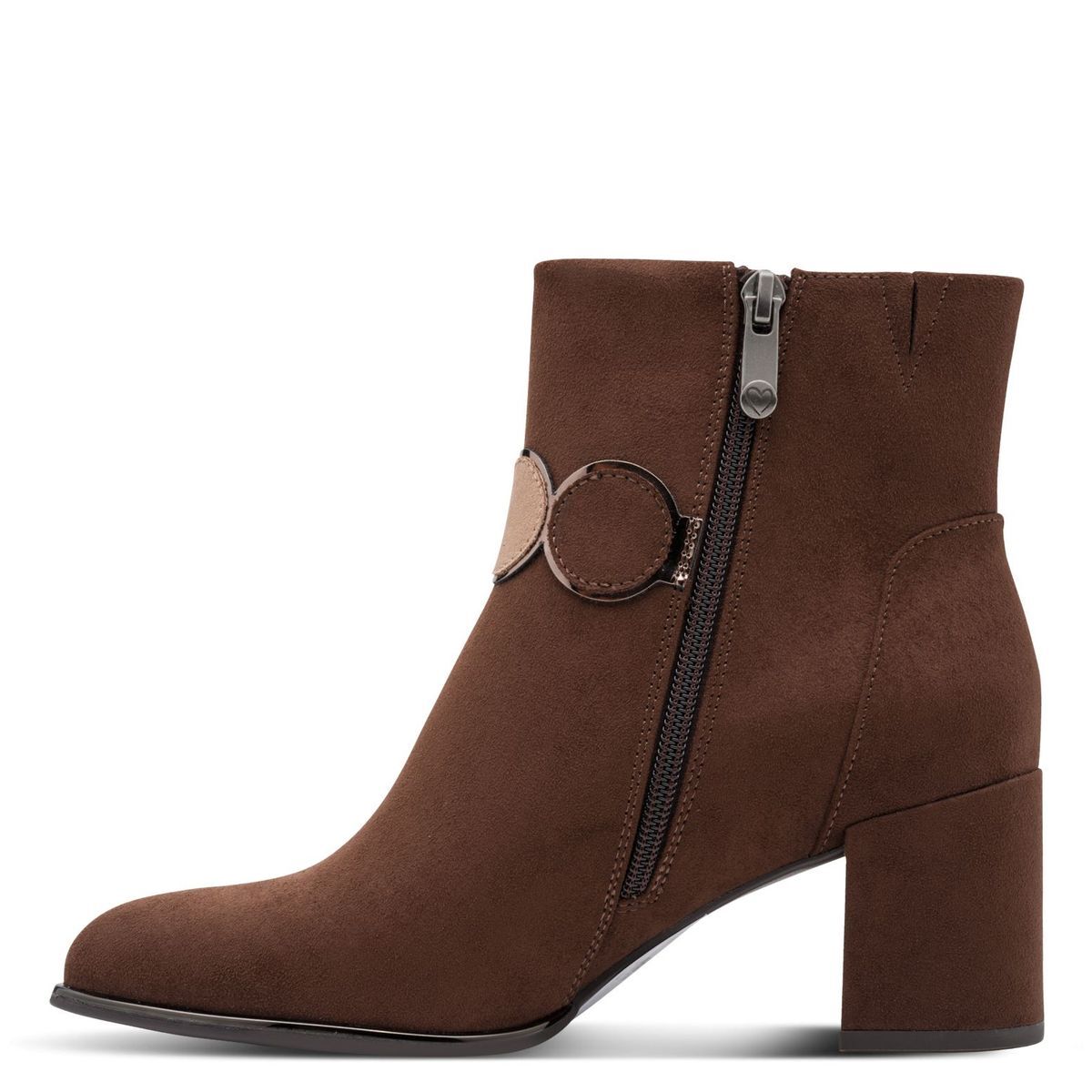 Bottine talon bloc marron taupe nubuck, MARCO TOZZI