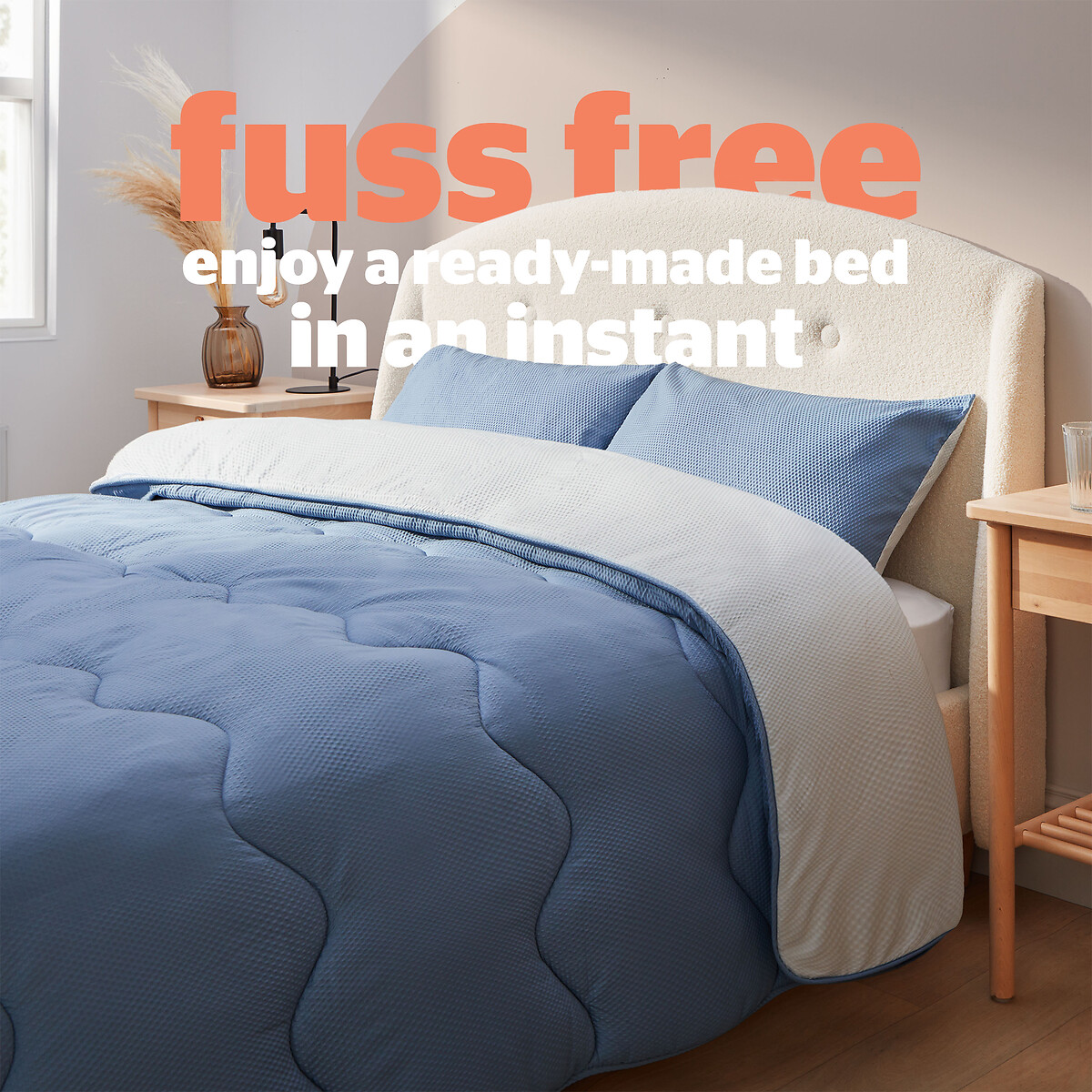 Seersucker Coverless 10.5 Tog Duvet and Pillowcase Set grey/blue, SILENTNIGHT