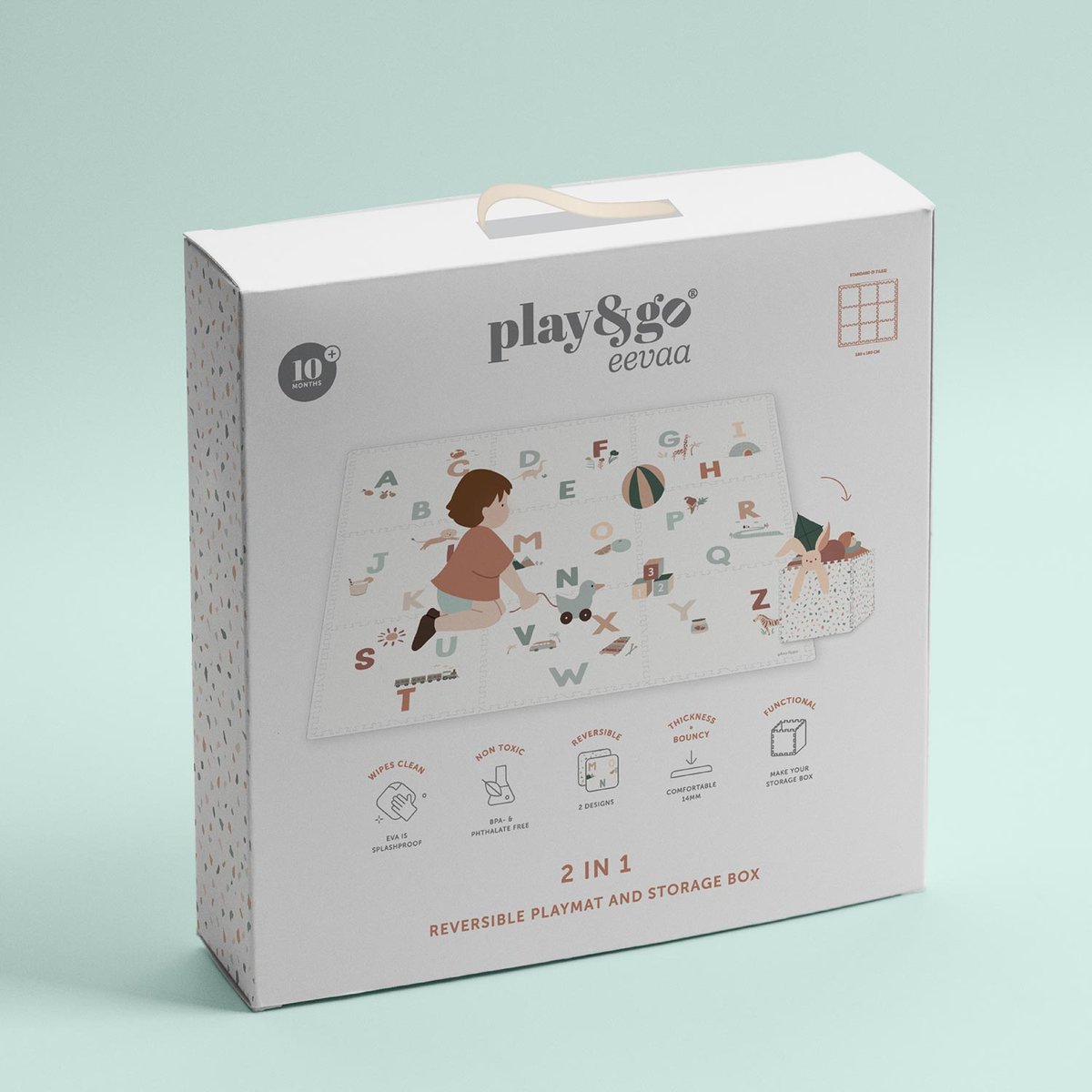 play&go - tapis puzzel, boîte de rangement & mini maison - alphabeth multicolor, PLAY ET GO