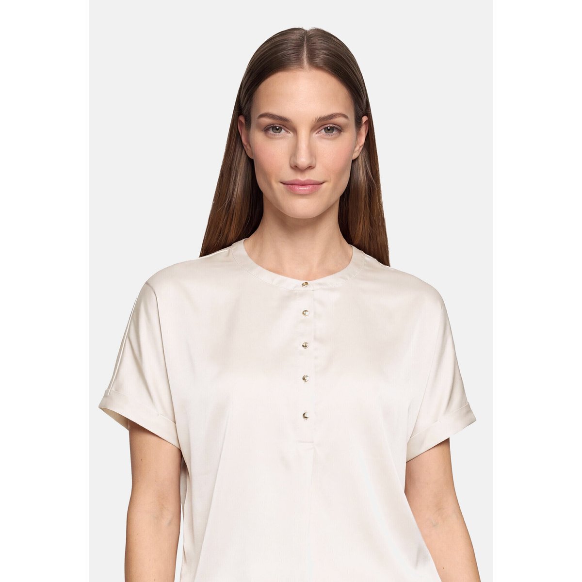 T-shirt façon blouse à revers au bas des manches gris, BETTY BARCLAY