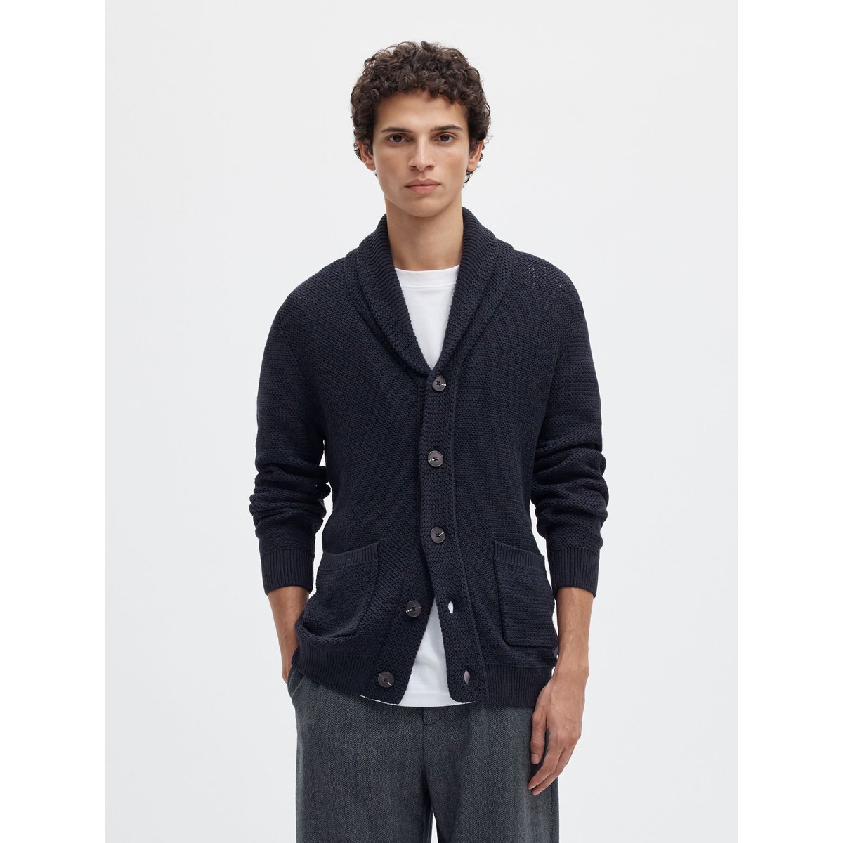 Cardigan En Maille maritime blue, SELECTED