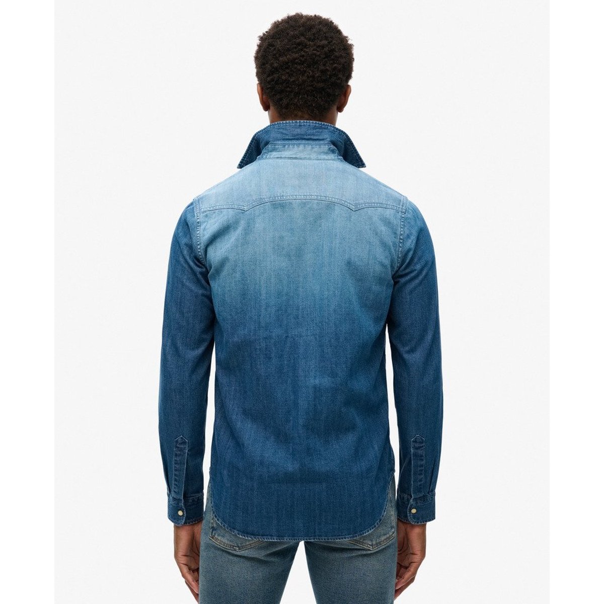 Chemise western vintage bleu moyen, SUPERDRY