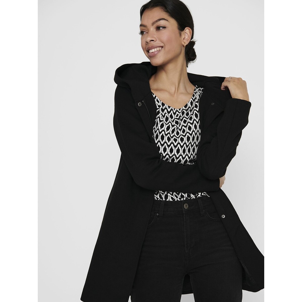 Lightweight Hooded Coat black, ONLY