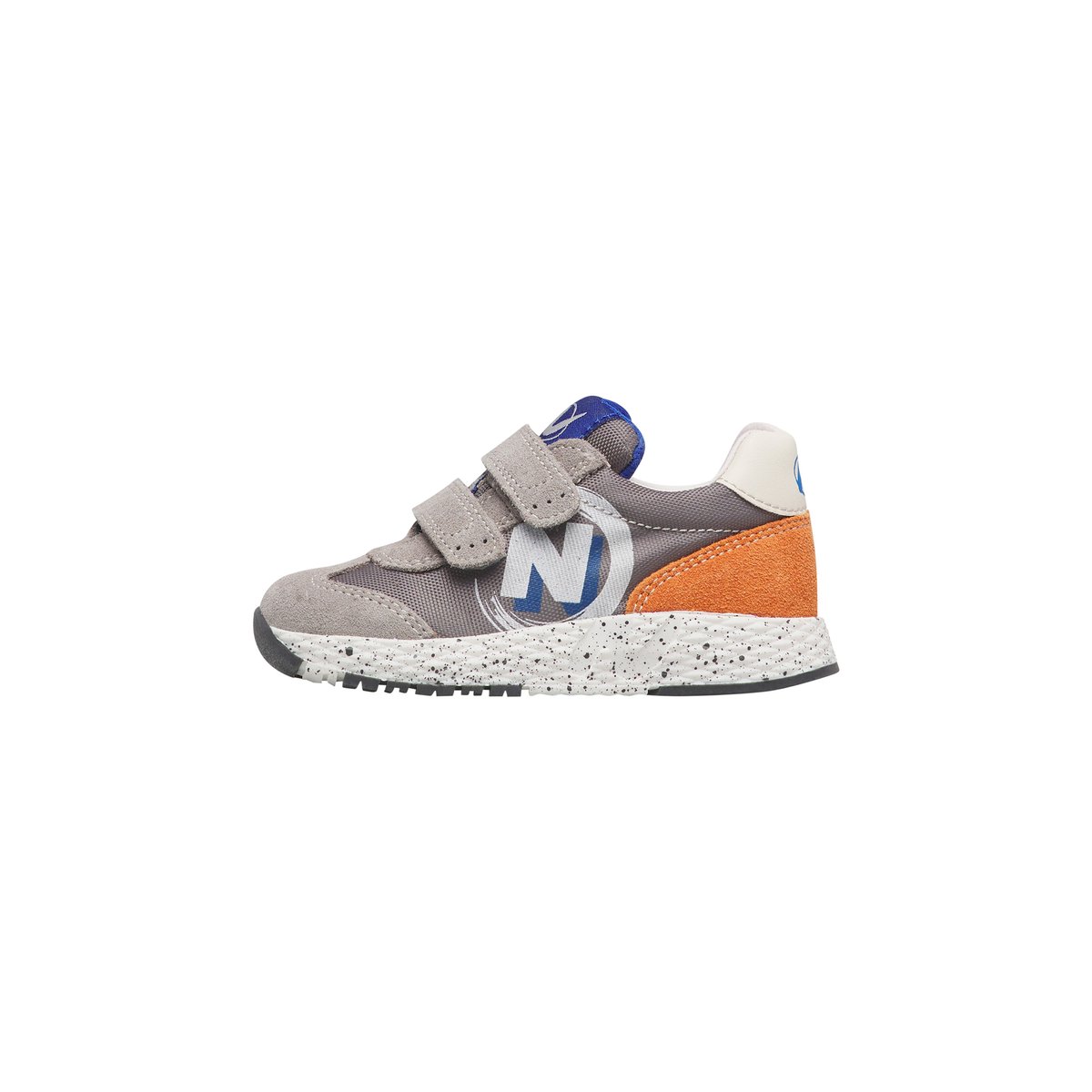 Sneakers en cuir et tissu JESKO 2 VL. gris-blanc-orange, NATURINO