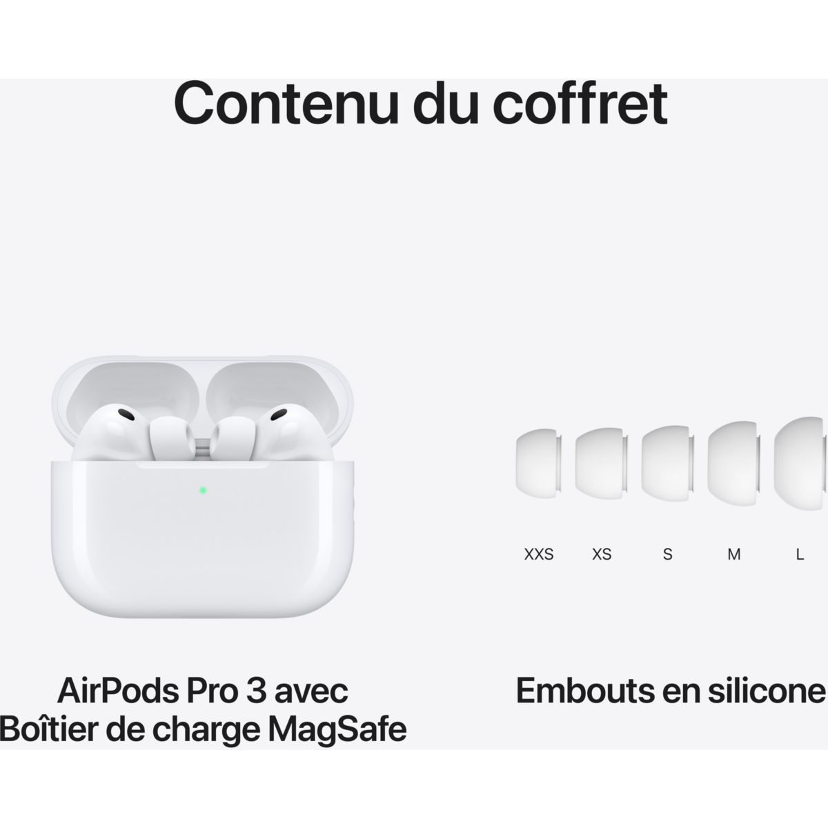 Ecouteurs AirPods Pro 3 - Réduction de bruit active, sans fil, intra-auriculaires, autonomie 32h blanc, APPLE