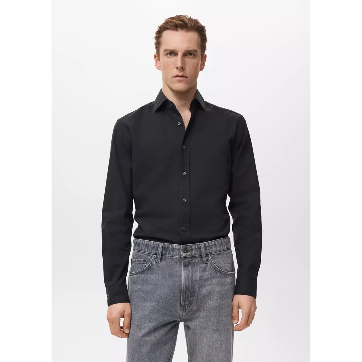 Chemise 100 % coton slim-fit noir, MANGO MAN