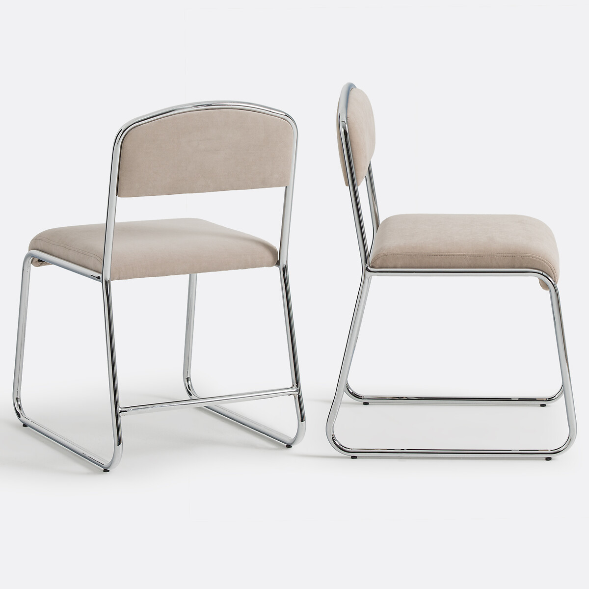 Set van 2 stoelen van chroom en stof Celestina beige , LA REDOUTE INTERIEURS