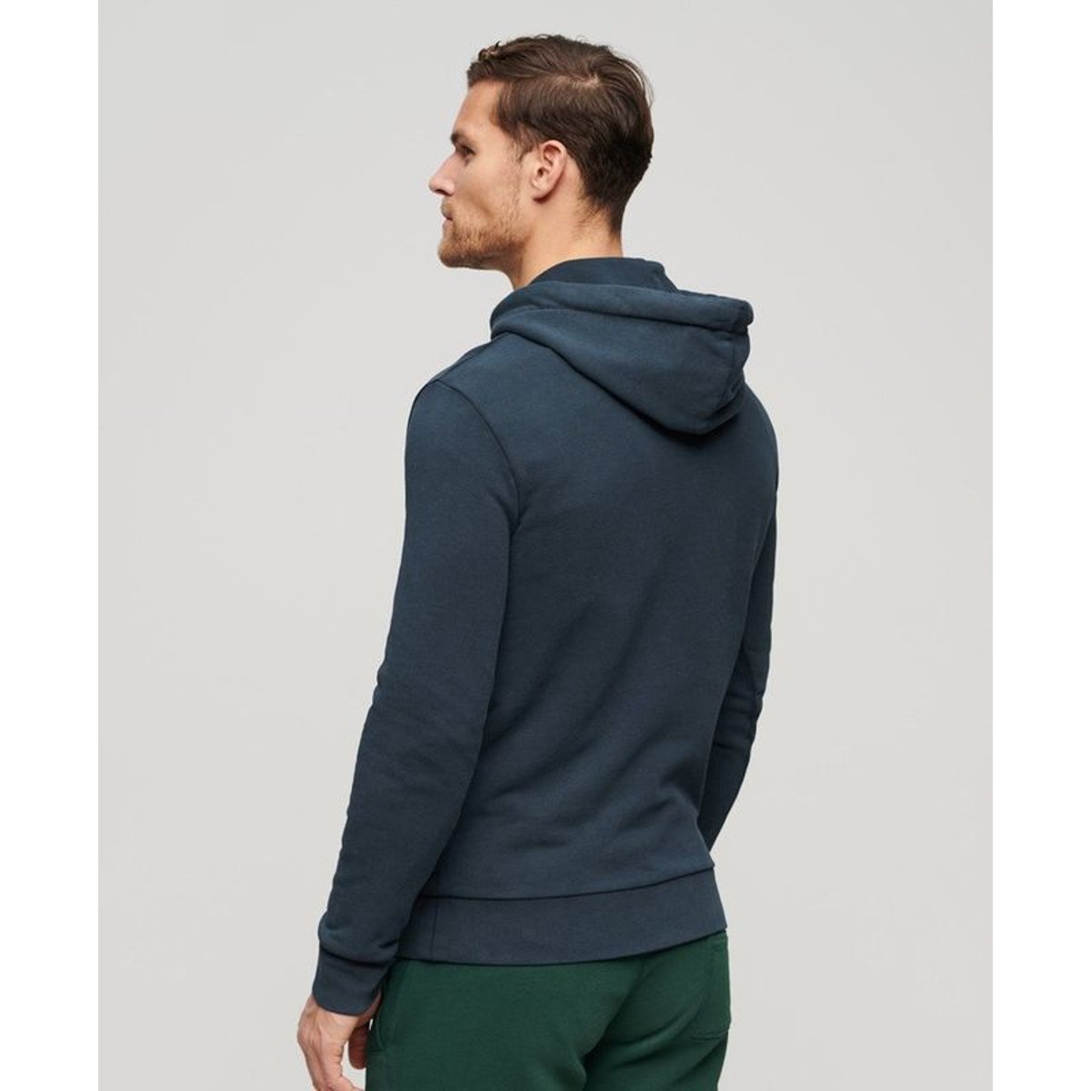 Sweat à capuche Workwear à motif floqué sur la poitrine bleu marine éclipse, SUPERDRY