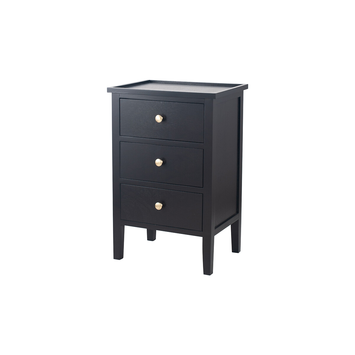 Luxe Pine Wood 3 Drawer Bedside Table black, SO'HOME