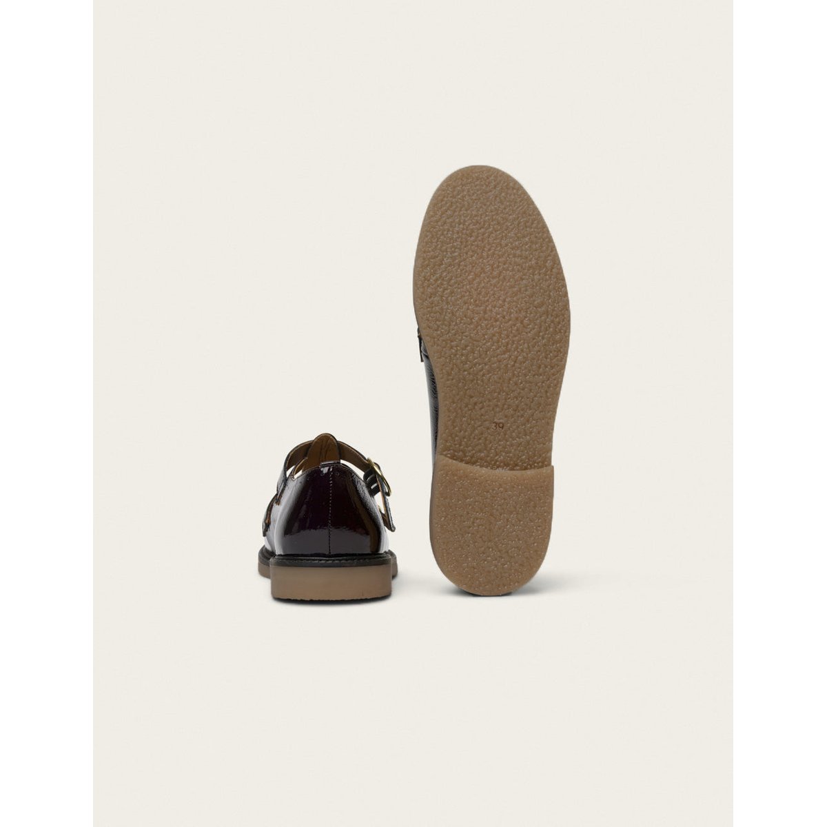 Derbies ZORI cuir plissé verni chocolat, ODAJE