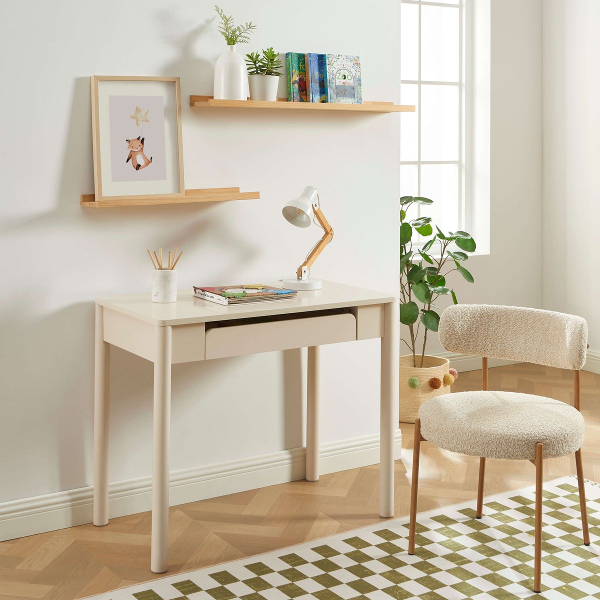 Bureau enfant  1 tiroir  CELIA beige, BAÏTA