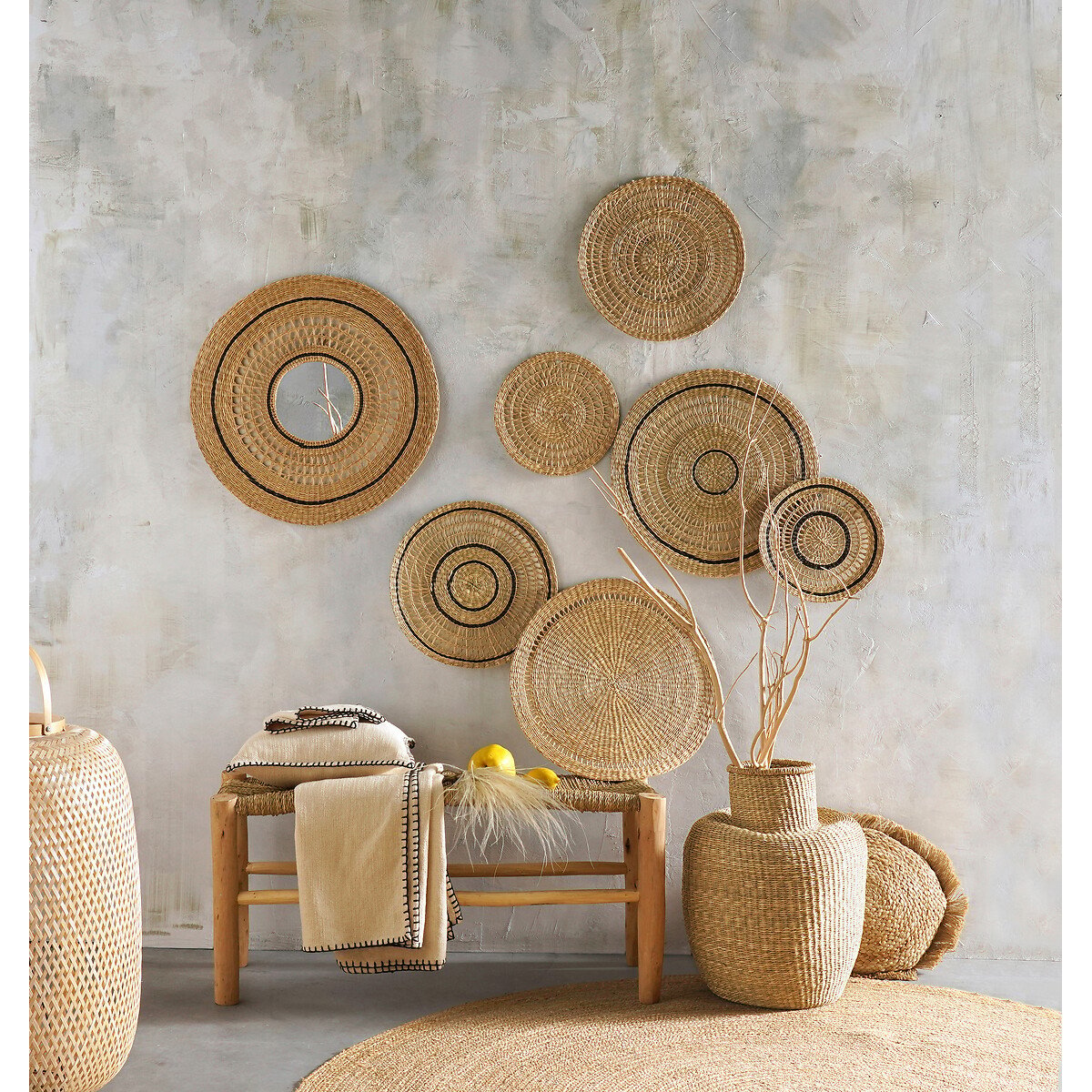 Banco GHADA, de madera de sauce natural y cuerda trenzada natural, LA REDOUTE INTERIEURS