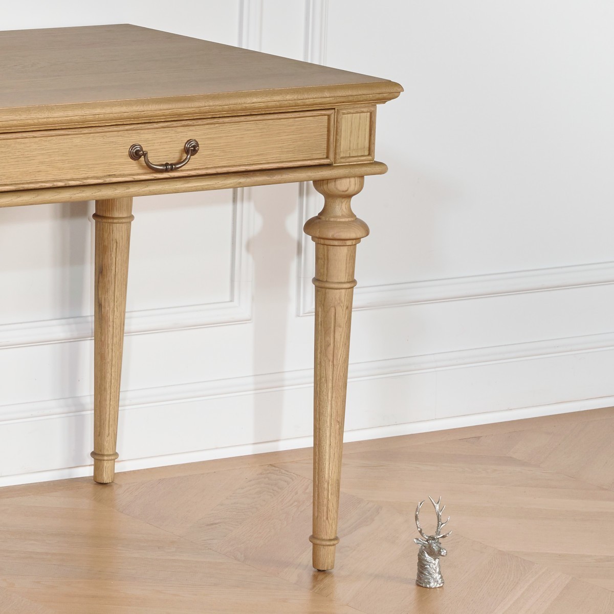 Bureau style shabby chic, plateau en chêne, 2 tiroirs YVAN marron, ROBIN DES BOIS