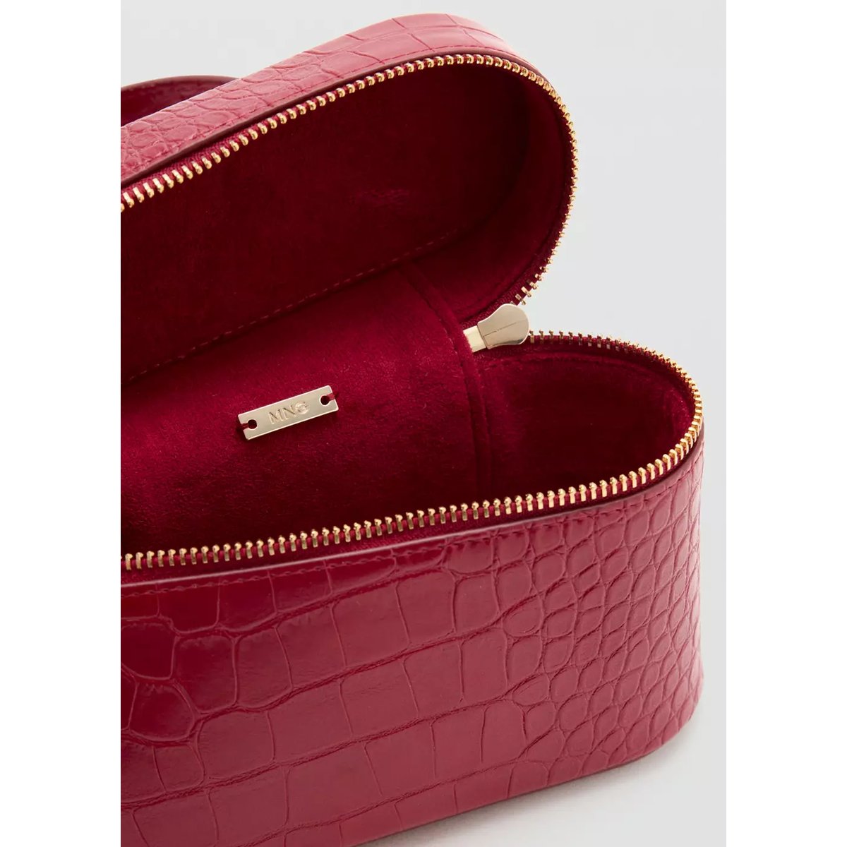 Sac vanity effet crocodile rouge, MANGO