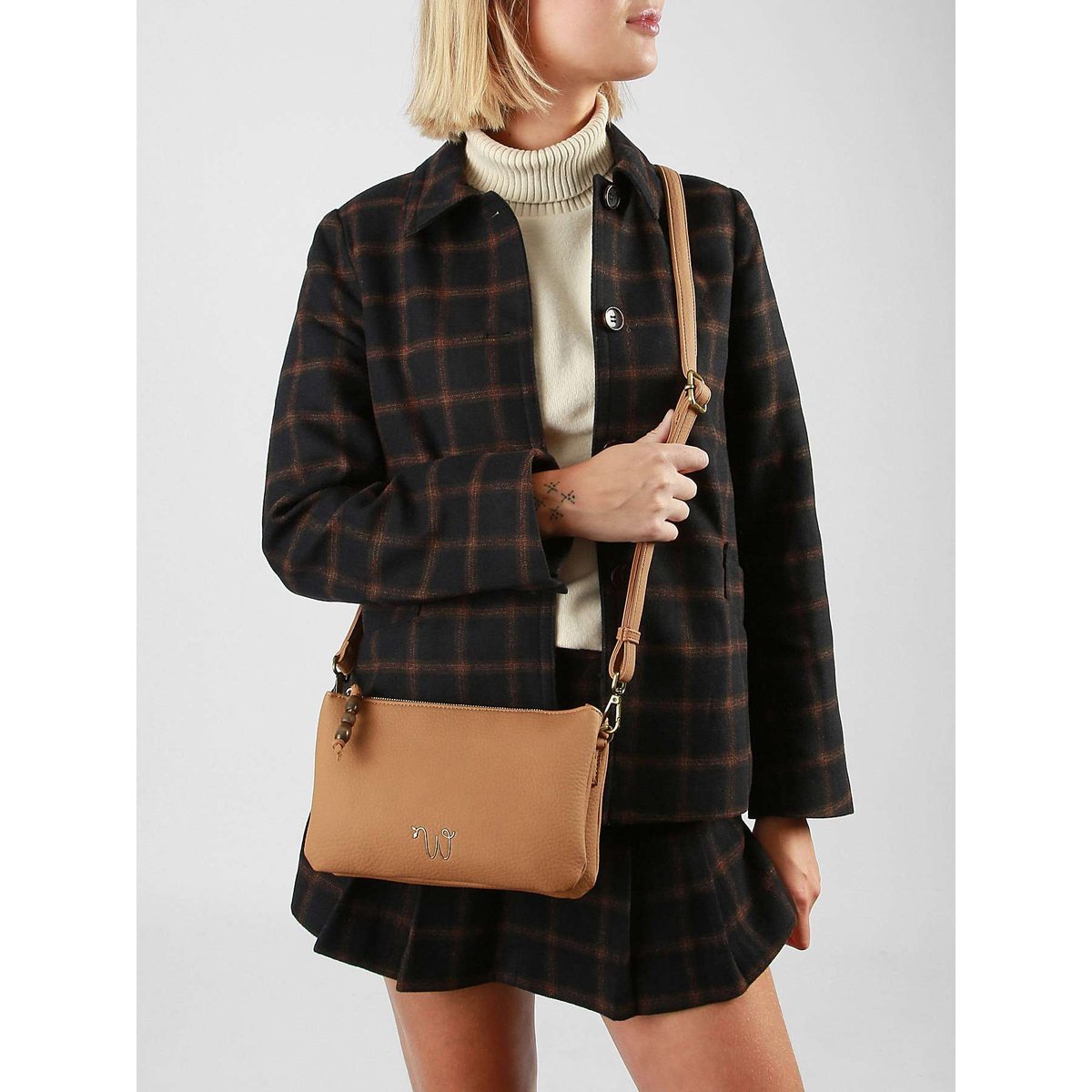 Sac bandoulière Neflier pearl camel, WOOMEN