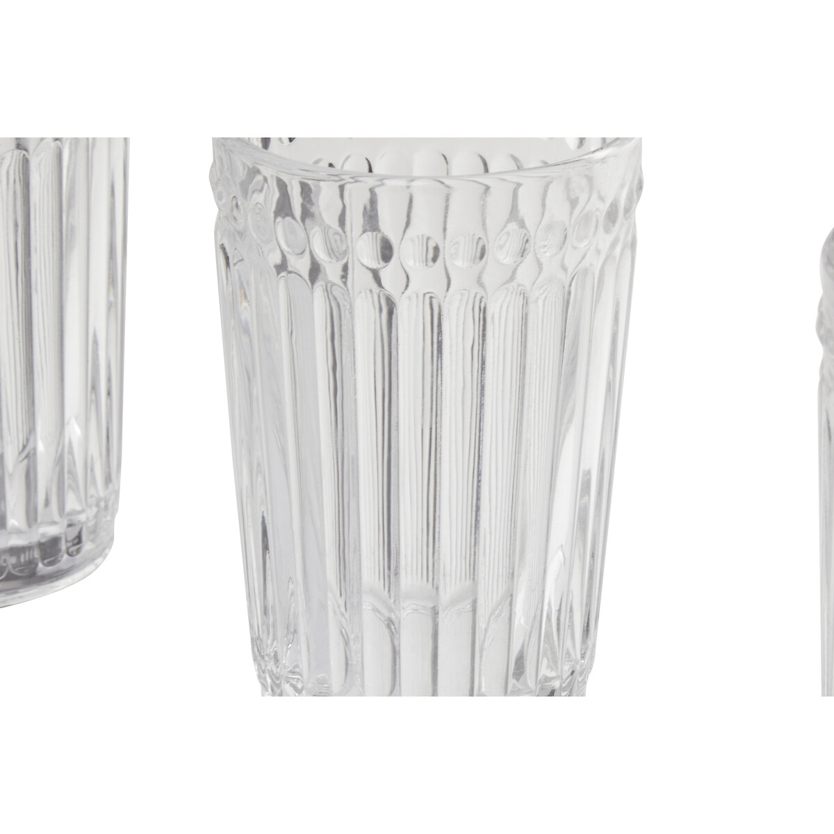 Set of 4 Fluted Embossed Tumbler Glasses transparent, SO'HOME