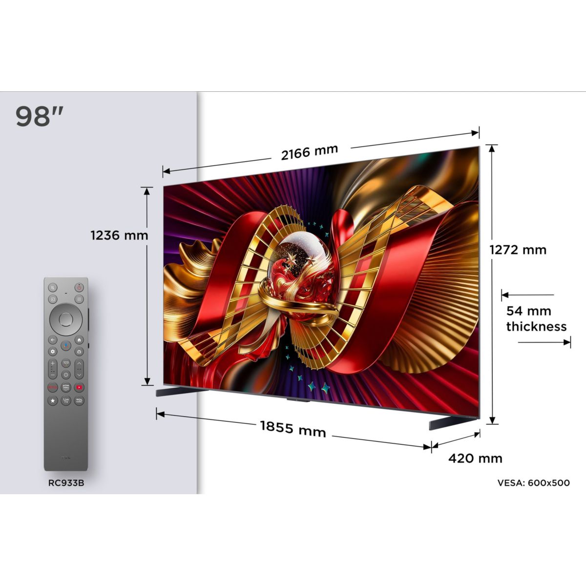 TV Mini LED 98C89L (2026) 98" (248 cm) - 144 Hz, système sonore Bang & Olufsen couleur unique, TCL