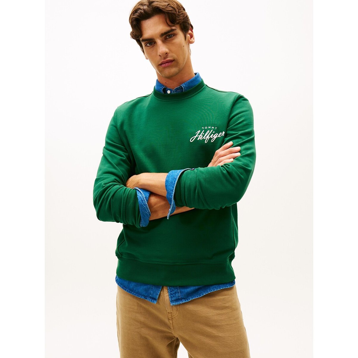 Sweat col rond vert émeraude, TOMMY HILFIGER
