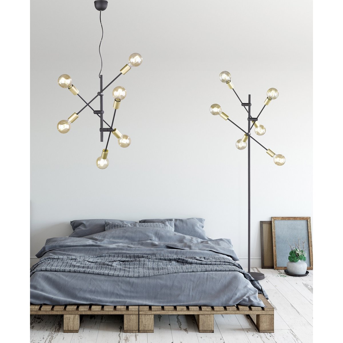 Suspension en métal industriel, D.54.5 , CROSS noir, TRIO