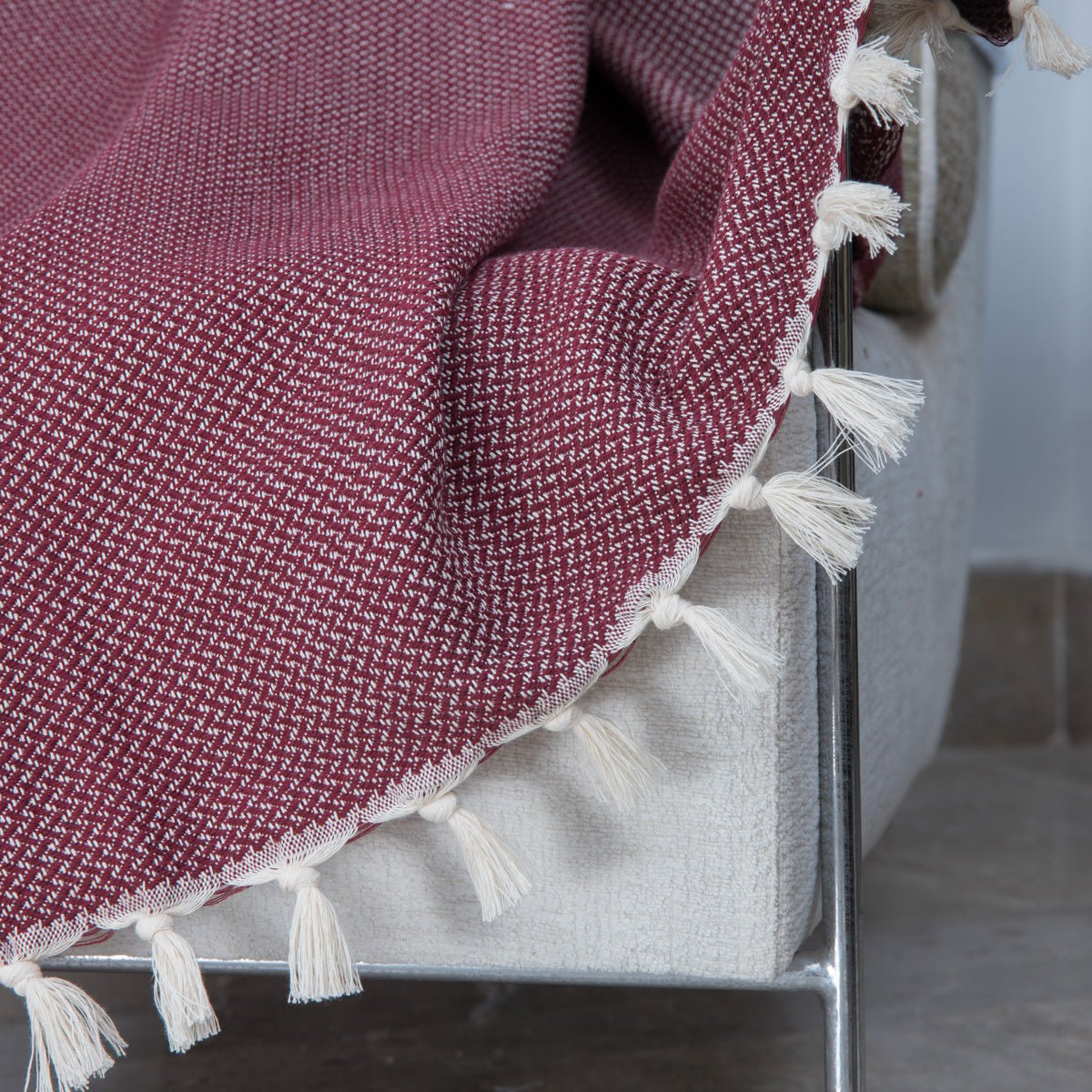 Plaid coton ZERMATT bordeaux, FEBRONIE
