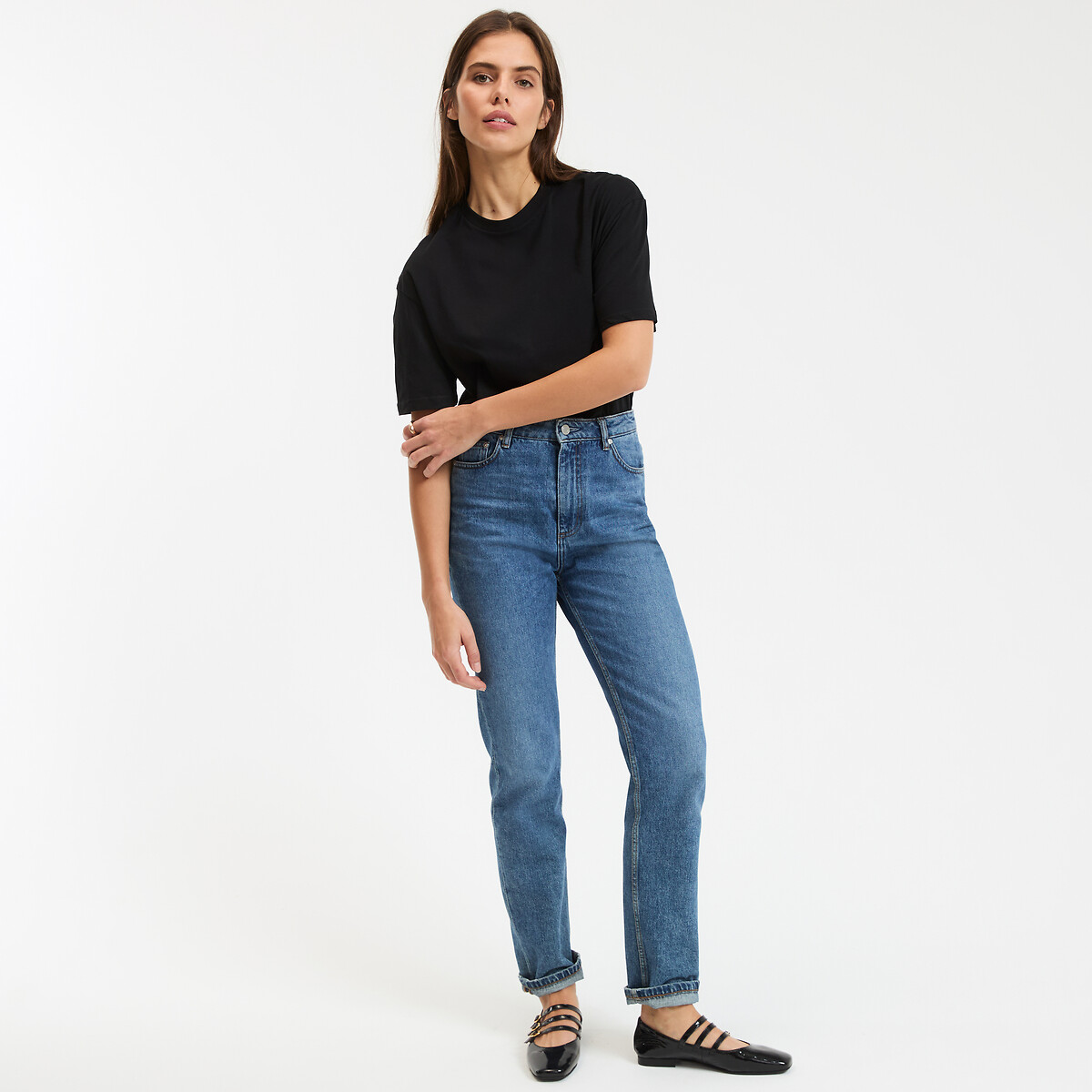 T-shirt loose, girocollo, maniche corte nero , LA REDOUTE COLLECTIONS