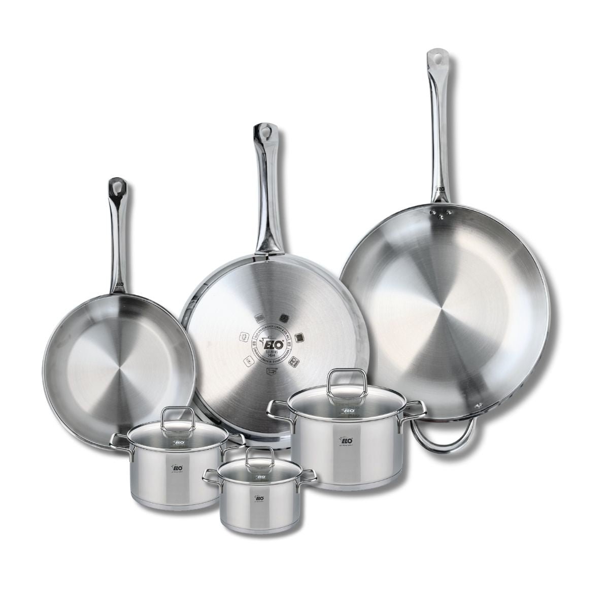 3 poêles 24/28/32cm + 3 faitouts 12/14/16cm PROFI CITRIN gris, ELO