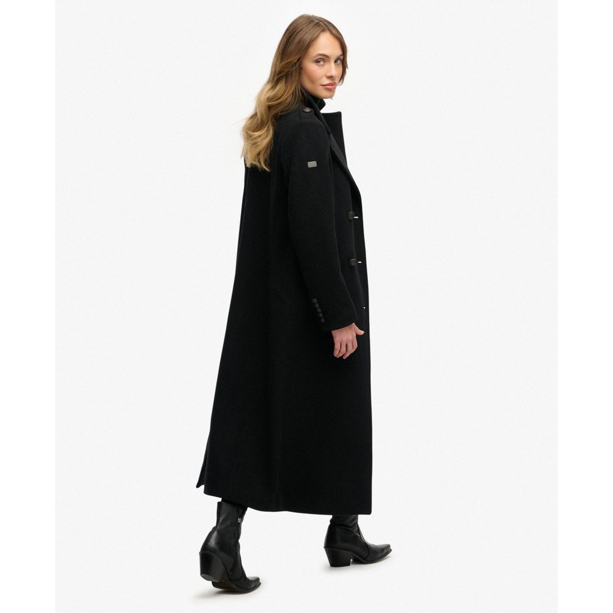 Manteau Croisé en Mélange de Laine noir, SUPERDRY