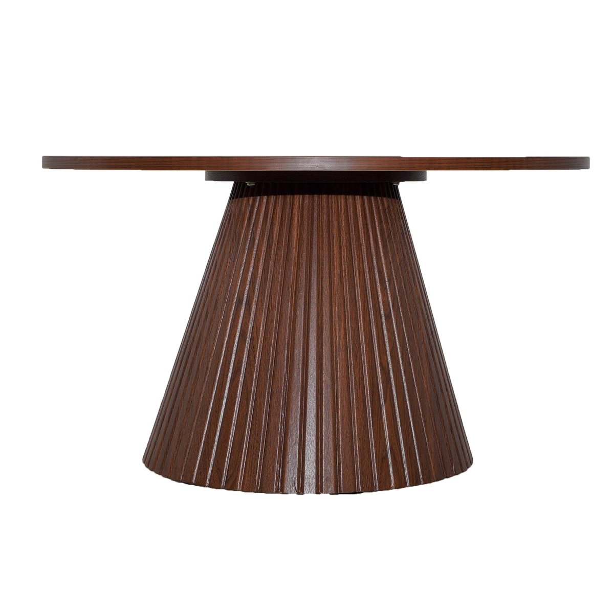 Table basse effet bois ronde 80 x 45 cm, LESLY bois foncé, OVIALA