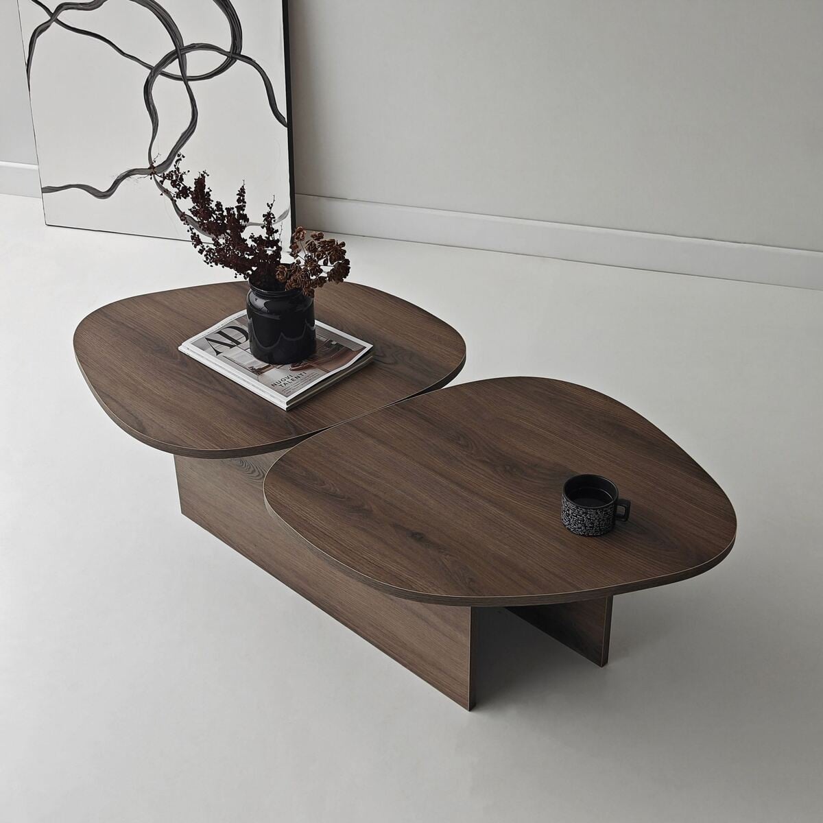 Table basse double plateau CÉLESTE noyer, CALICOSY