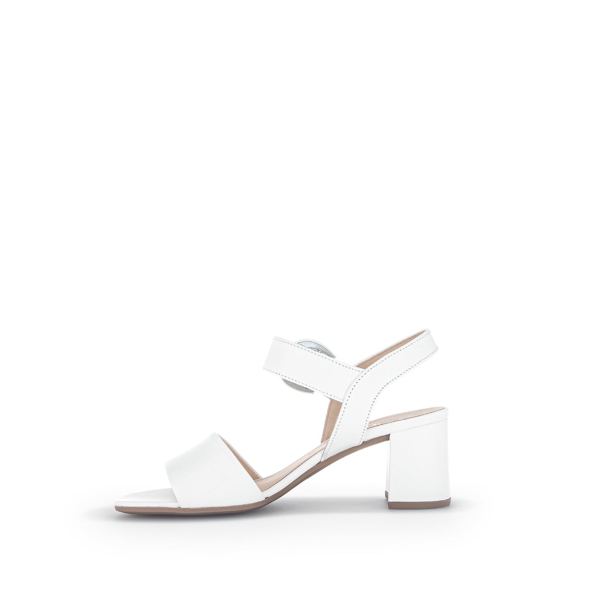 Sandales en cuir velours à talon décroché block blanc, GABOR