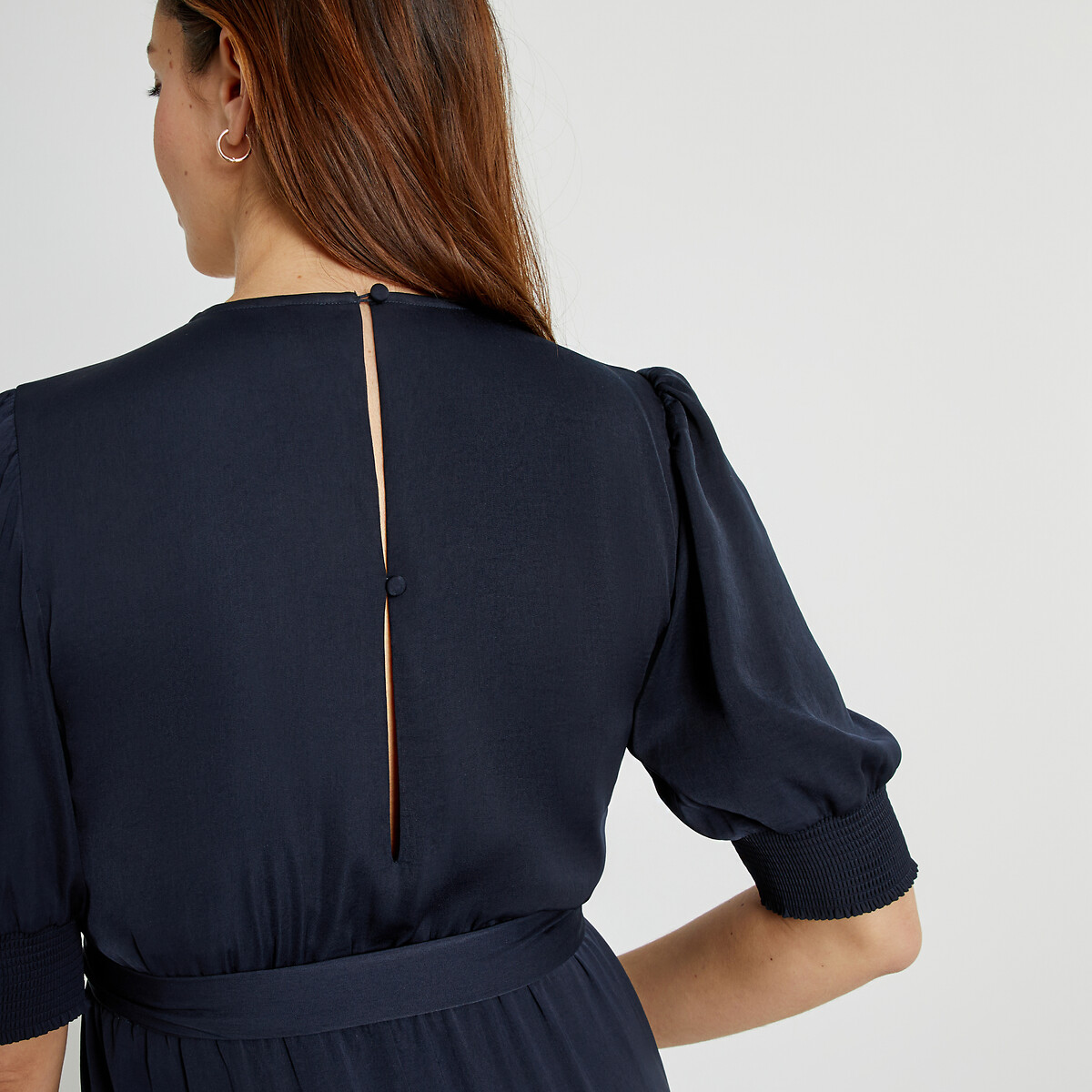 Recycled Satin Maternity Jumpsuit, Length 28" navy blue, LA REDOUTE COLLECTIONS