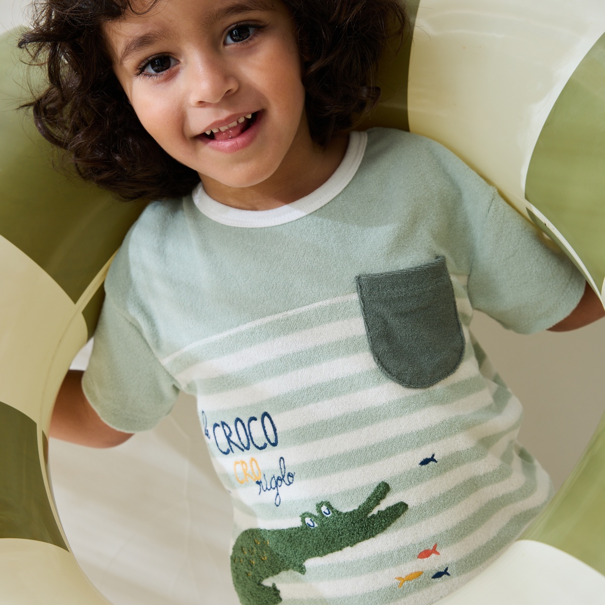 T-shirt en éponge Crocro rigolo kaki, PETIT BEGUIN