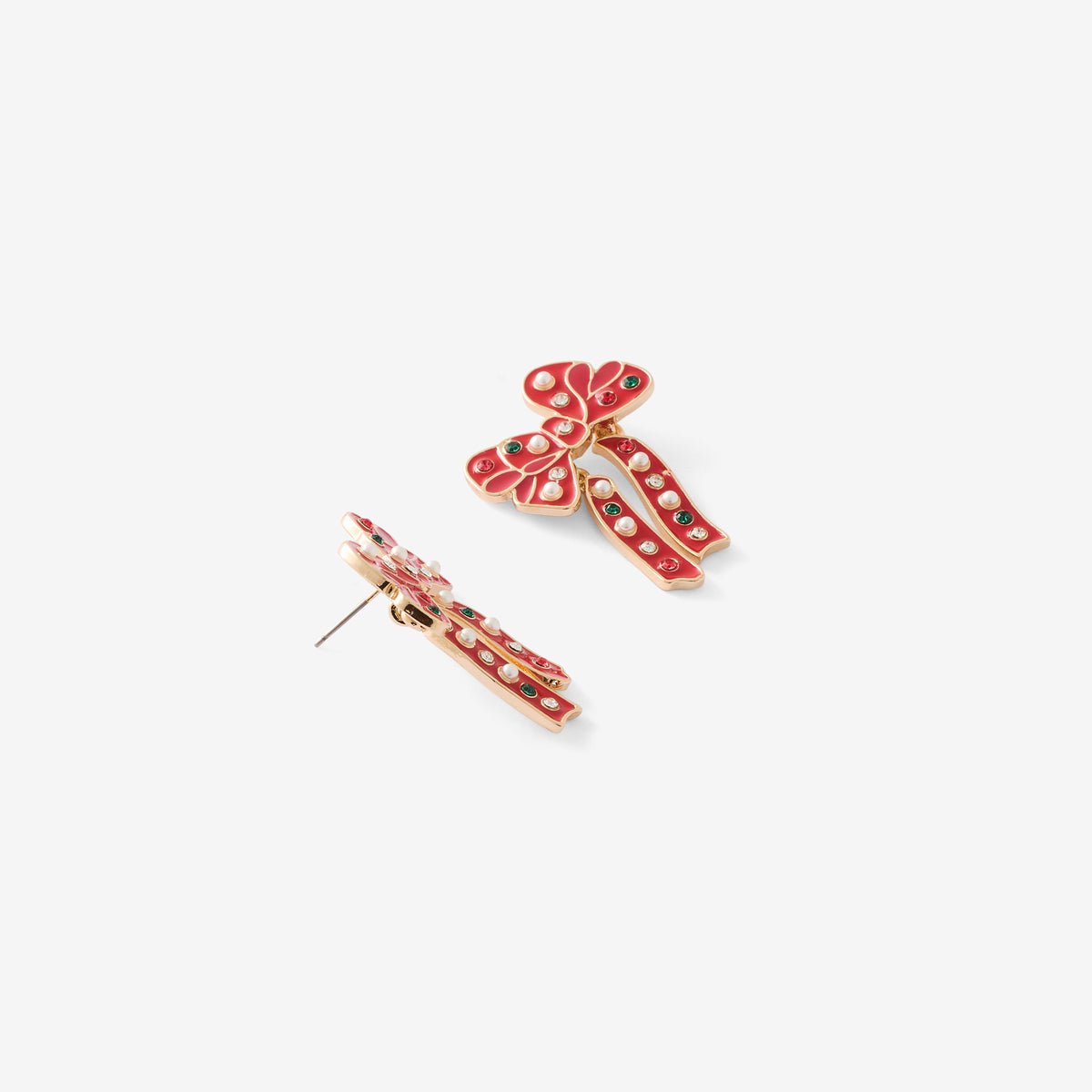 Boucles d'oreilles nœuds rouges avec perles rouge, BALABOOSTE
