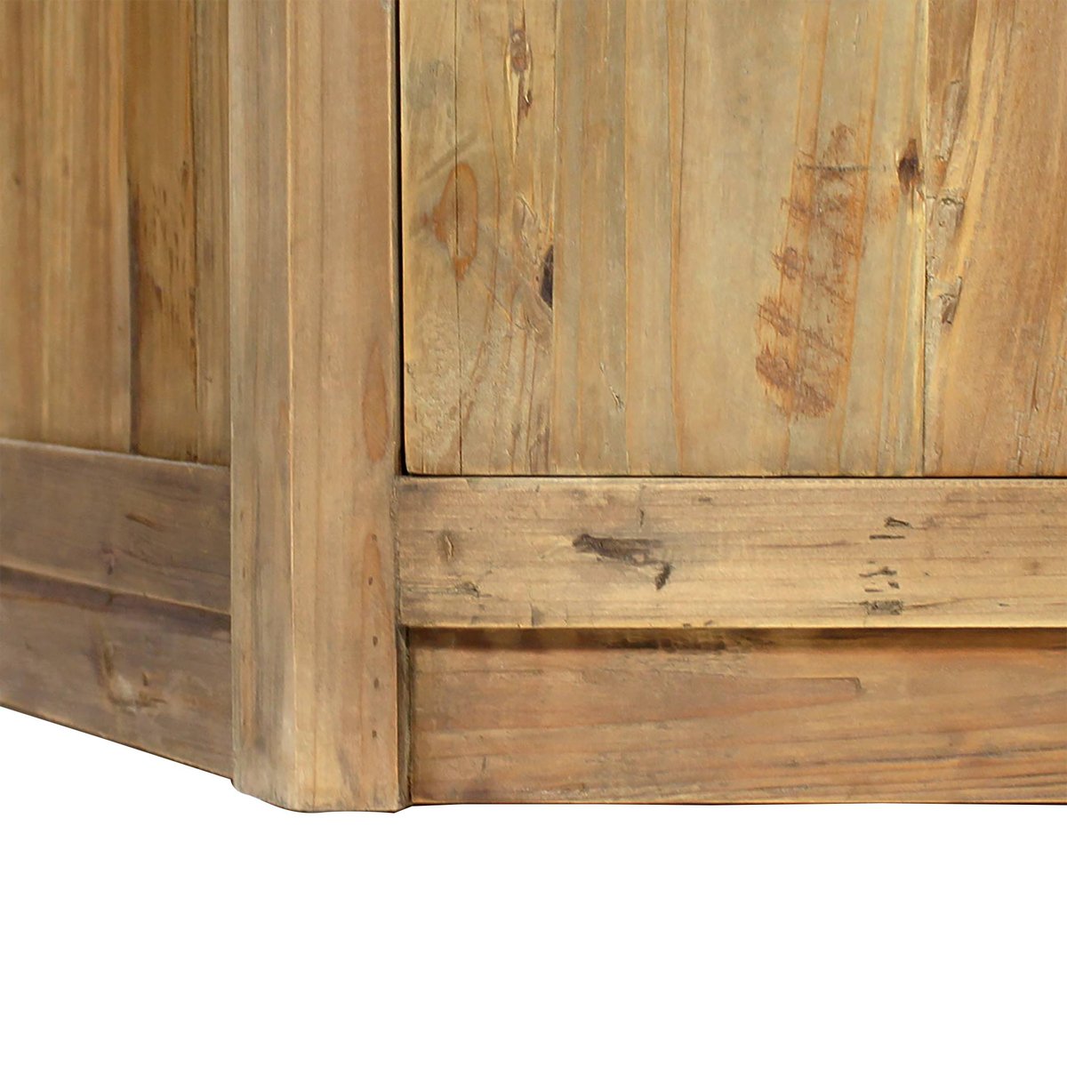 Meuble bas de cuisine en bois recyclé et pierre bleue CHAMPÊTRE bois clair, MADE IN MEUBLES