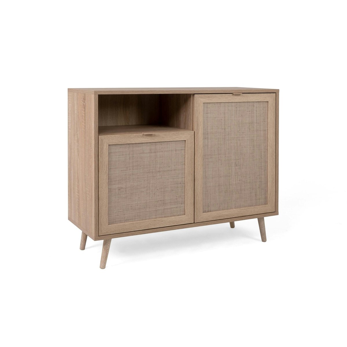 Petit buffet bohème 2 portes effet rotin SONA bois naturel, PIER IMPORT