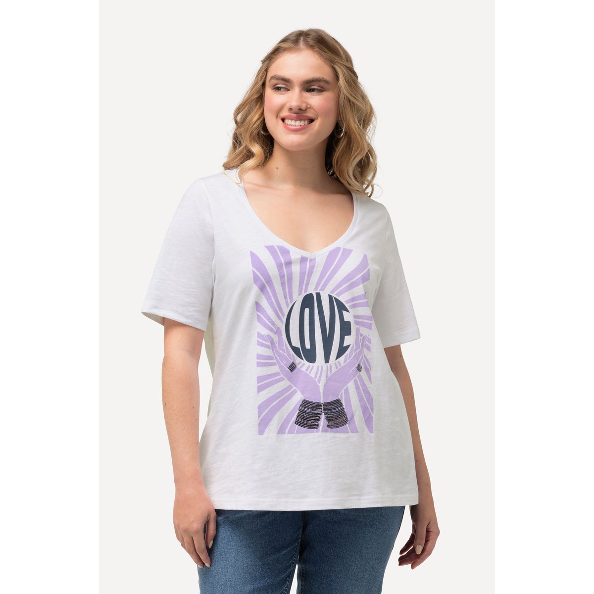 T-shirt à paillettes blanc neige, ULLA POPKEN