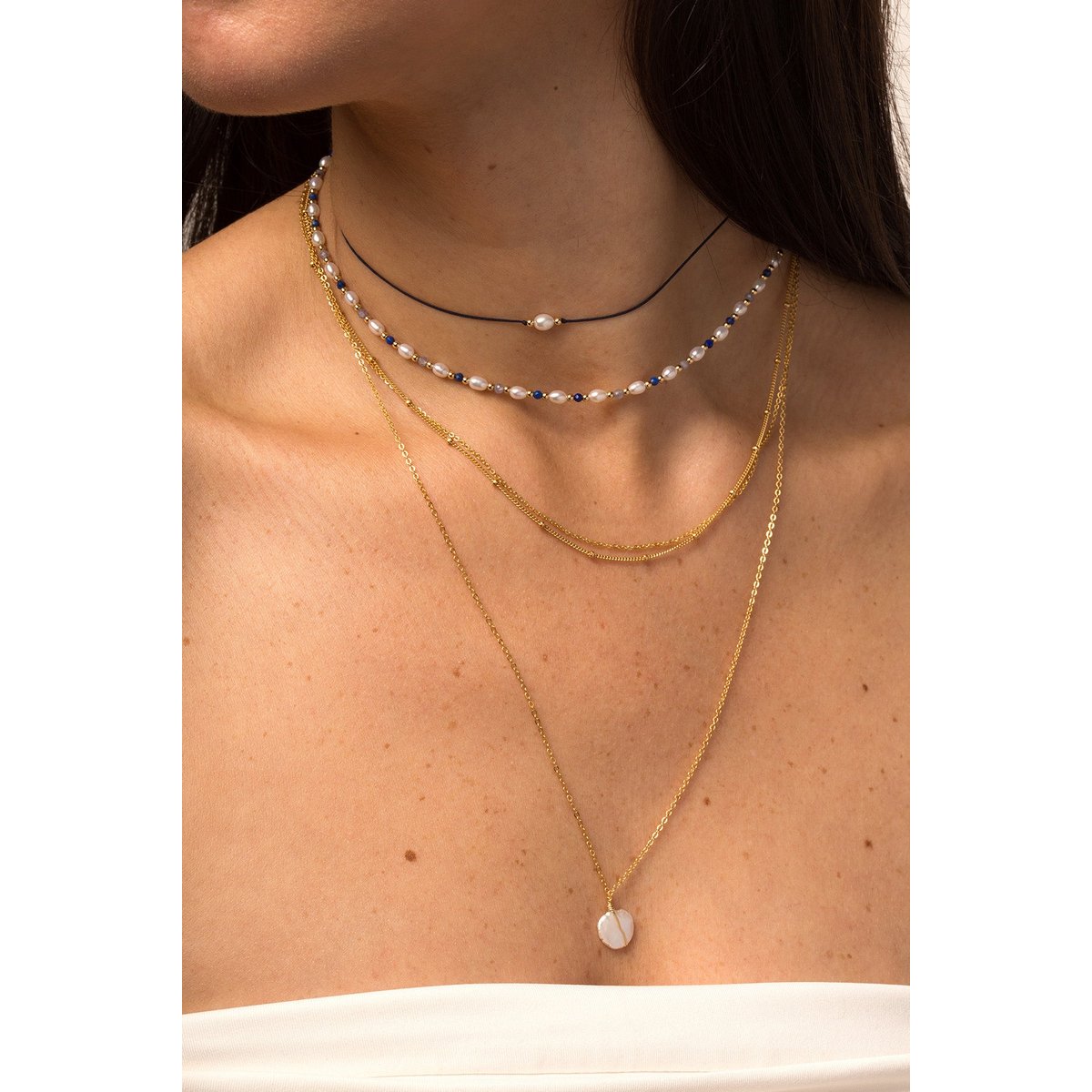 Collier double Satellite or, YAY PARIS