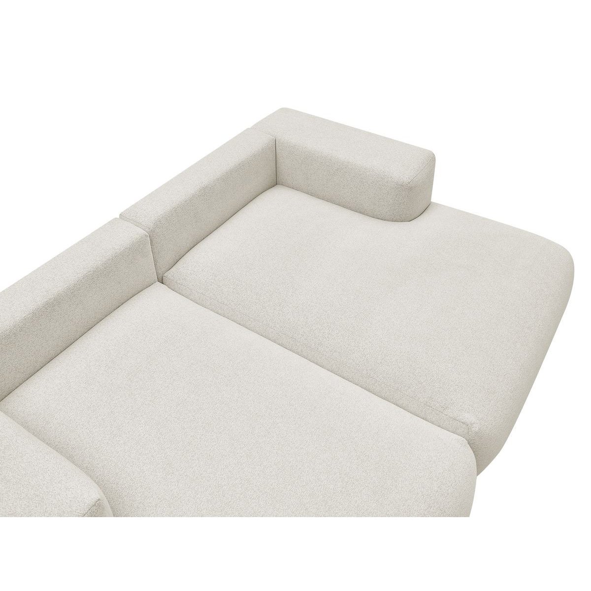 Canapé droit fixe 4 places en tissu chiné, VOLTAIRE blanc, BOBOCHIC