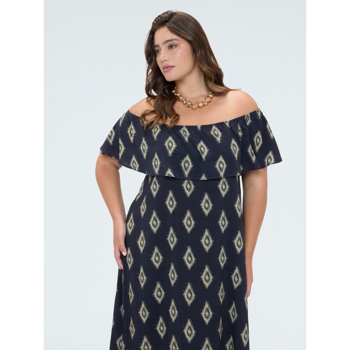 Robe Chill épaules dénudées avec imprimé noir, FIORELLA RUBINO