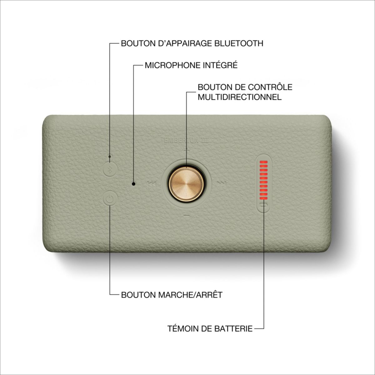 Enceinte portable Emberton III Sage couleur unique, MARSHALL