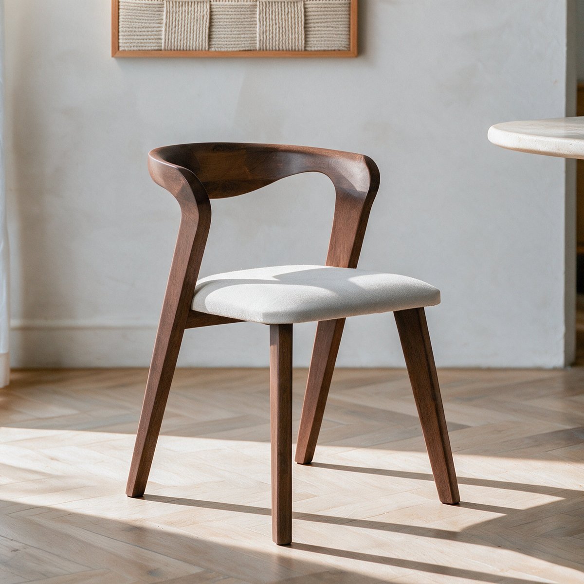 Chaise en bois d'hévéa et tissu - VEGA marron, MAISON PAVANE