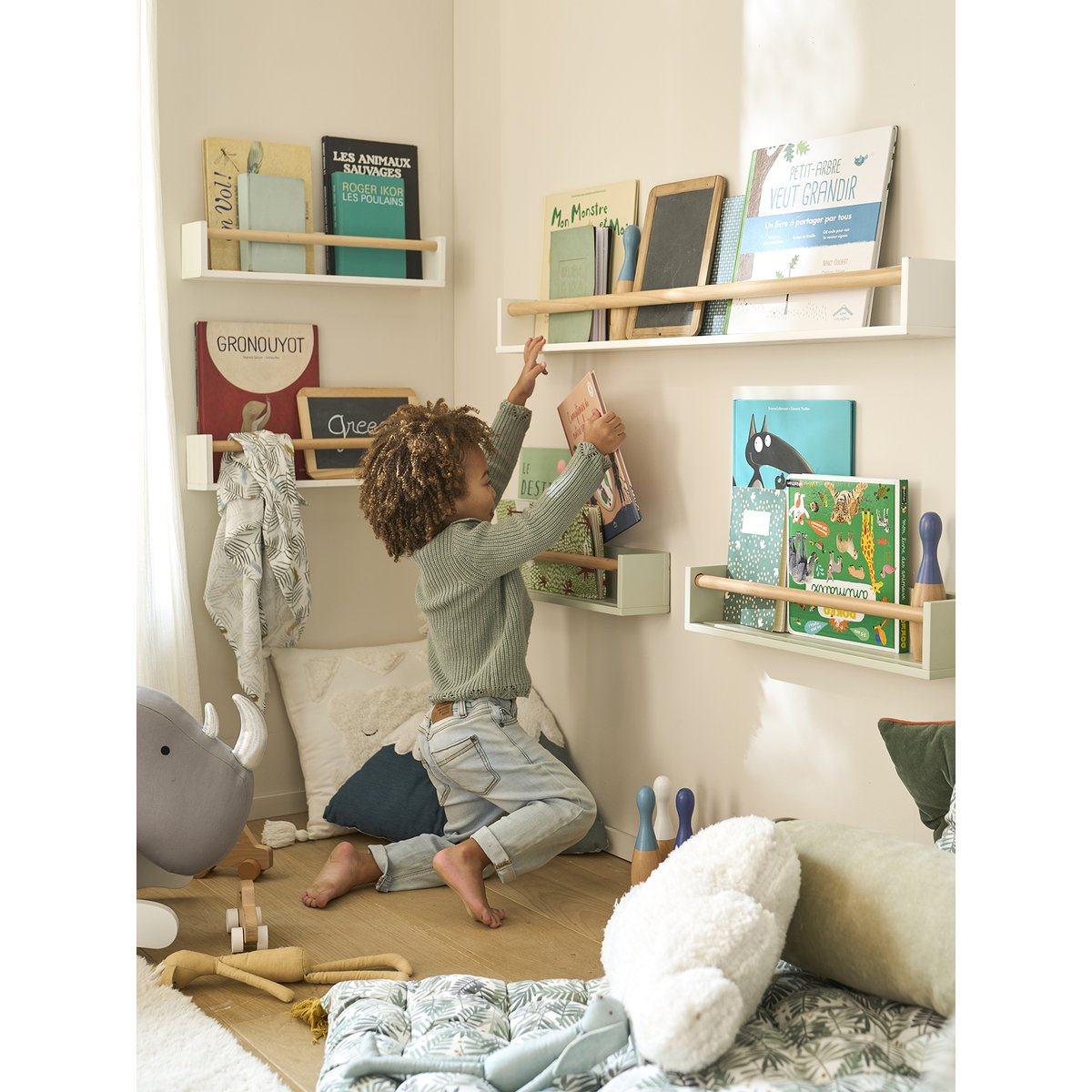 Lot de 2 étagères livres vert, VERTBAUDET