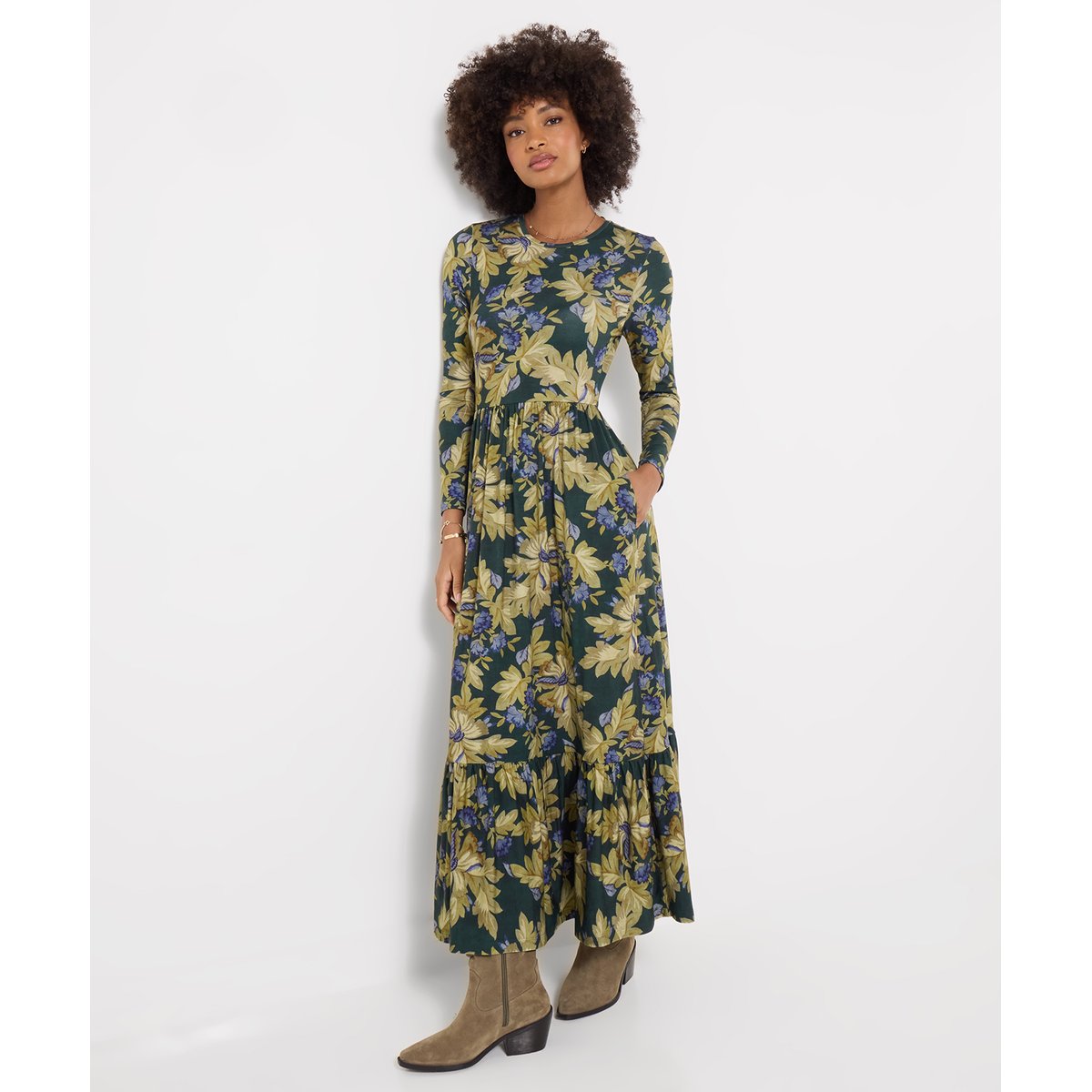 Robe Longue en Jersey à Manches Longues Orla vert, JOE BROWNS