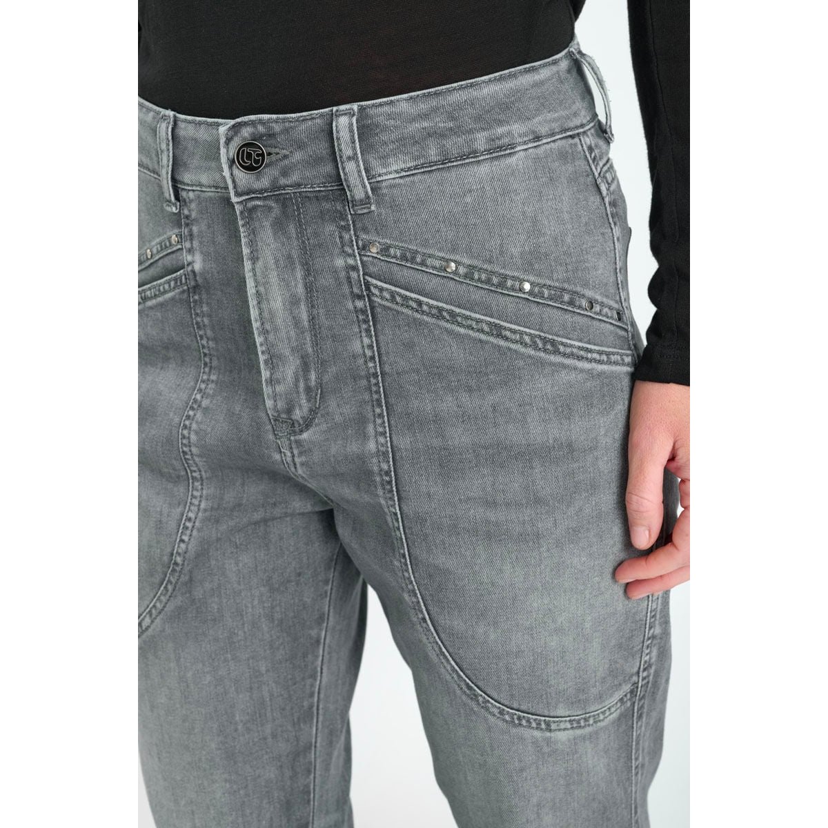 Jeans loose, large 400/60 girlfriend , 7/8ème grey, LE TEMPS DES CERISES