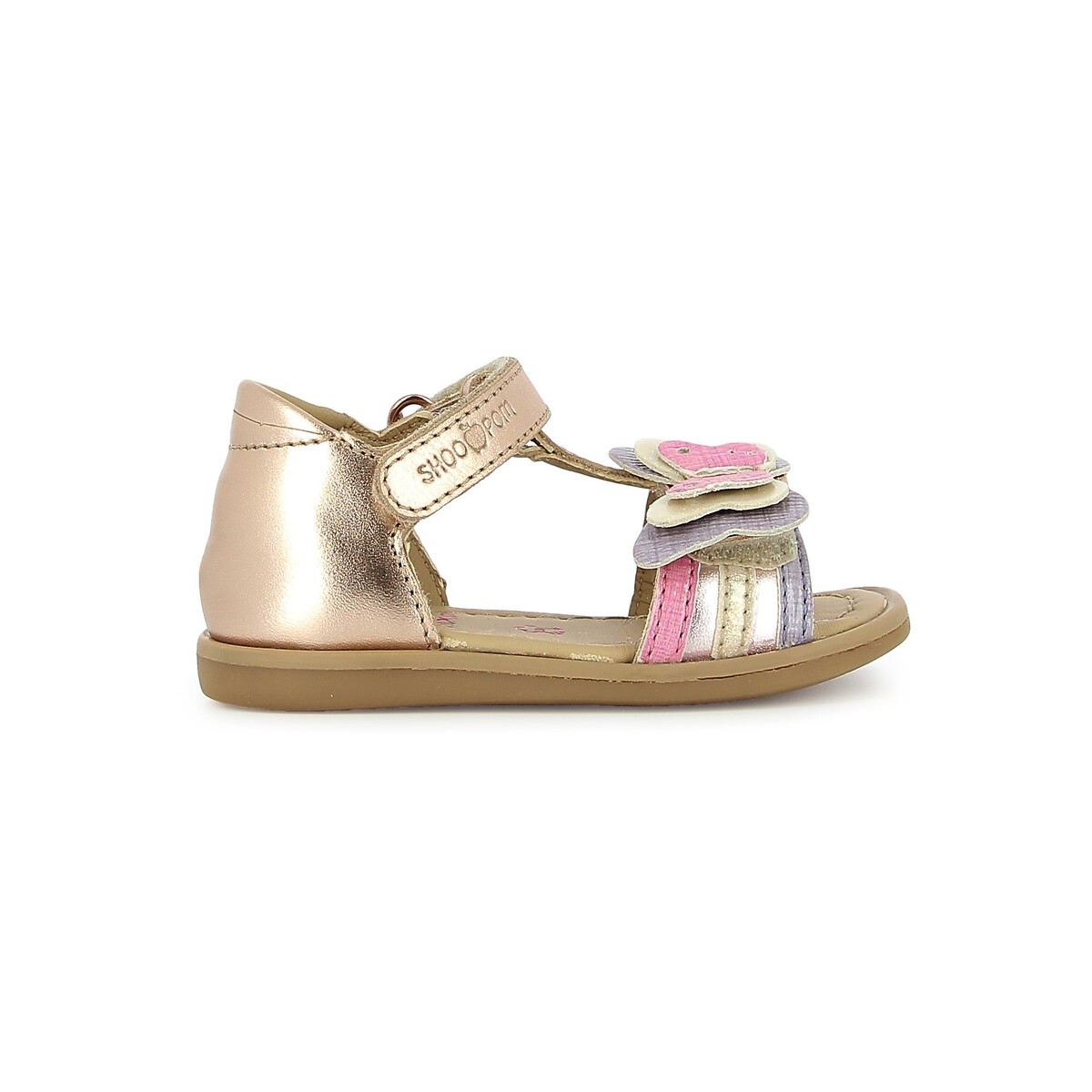 Sandalen met klittenbandsluiting TITY FLY metallic roze, SHOO POM