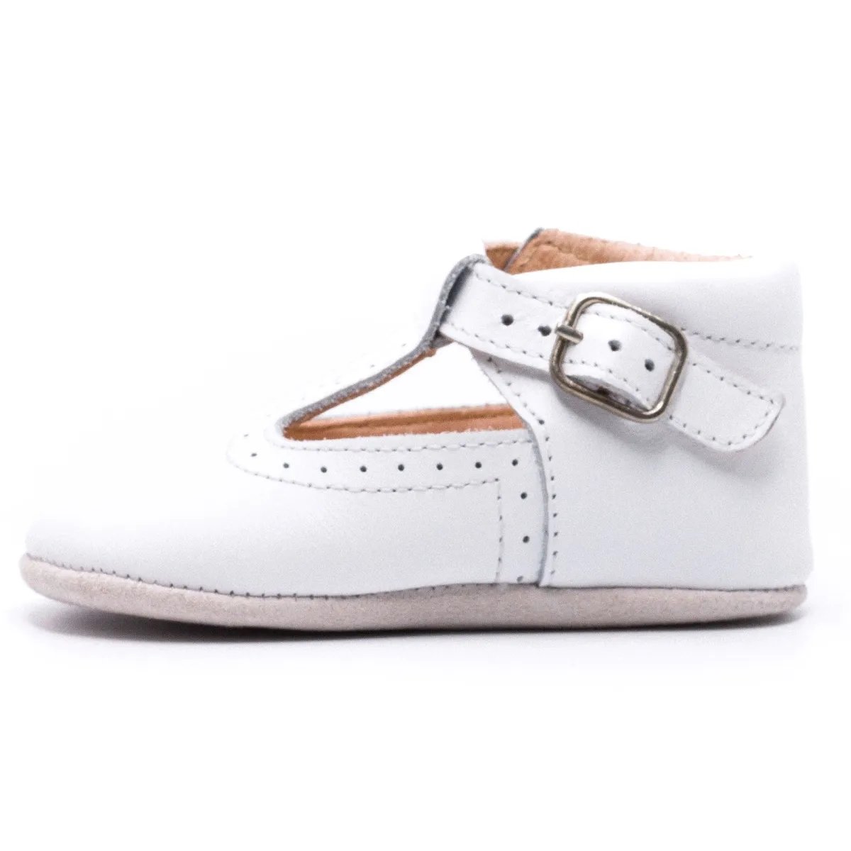 Boni Johan II - chausson bébé cuir blanche, BONI&SIDONIE