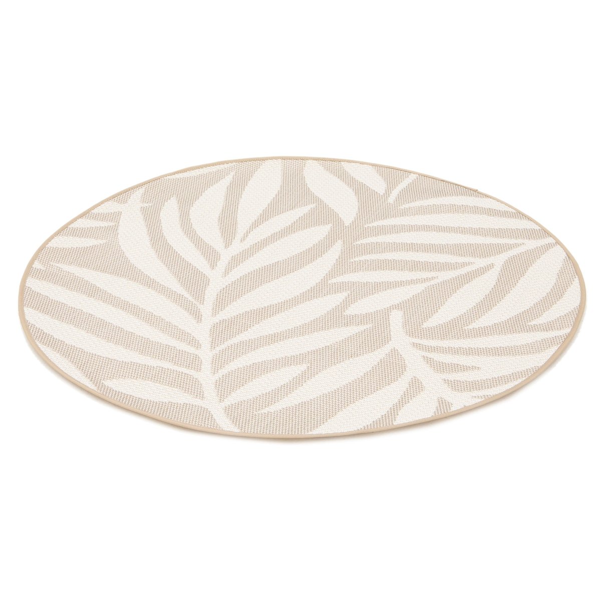 Tapis rond intérieur extérieur fibres recyclées HAVANA beige sable, AFK LIVING
